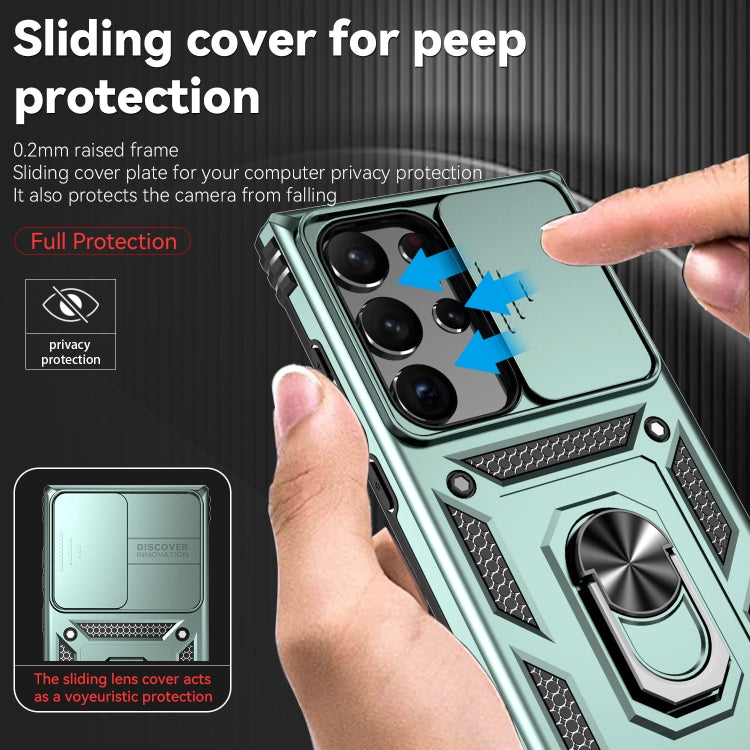 For Samsung Galaxy S23 Ultra 5G Sliding Camshield Holder Phone Case(Dark Green) - Galaxy S23 Ultra 5G Cases by buy2fix | Online Shopping UK | buy2fix