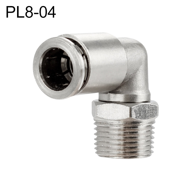 PL8-04 LAIZE Nickel Plated Copper Elbow Male Thread Pneumatic Quick Fitting Connector - Interface Series by LAIZE | Online Shopping UK | buy2fix