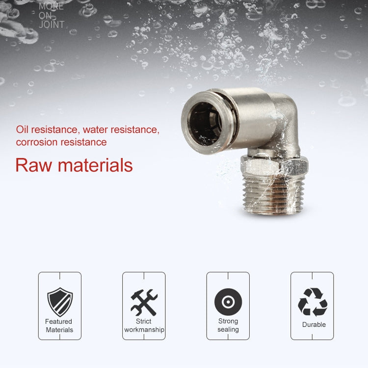 PL10-03 LAIZE Nickel Plated Copper Elbow Male Thread Pneumatic Quick Fitting Connector - Interface Series by LAIZE | Online Shopping UK | buy2fix