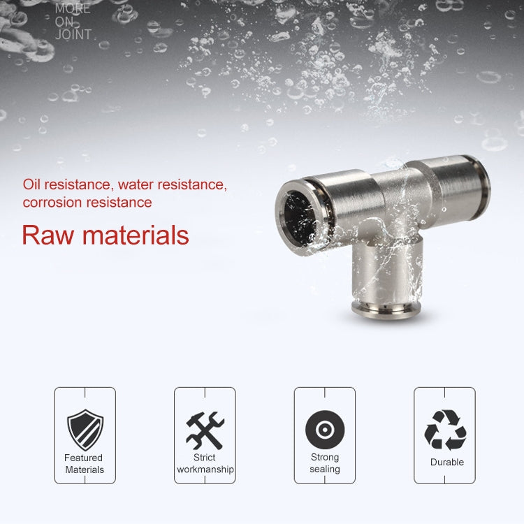 PE-14 LAIZE Nickel Plated Copper Tee Pneumatic Quick Fitting Connector - Interface Series by LAIZE | Online Shopping UK | buy2fix