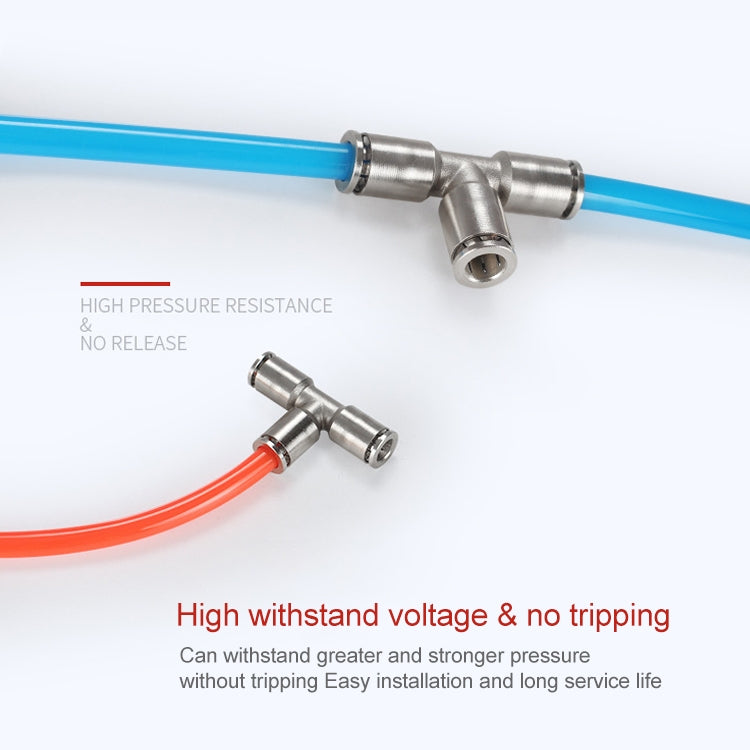 PE-14 LAIZE Nickel Plated Copper Tee Pneumatic Quick Fitting Connector - Interface Series by LAIZE | Online Shopping UK | buy2fix