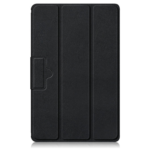For Lenovo Tab M10 10.1 3rd Gen 3-folding Magnetic Buckle Custer Texture Leather Smart Tablet Case(Black) by buy2fix