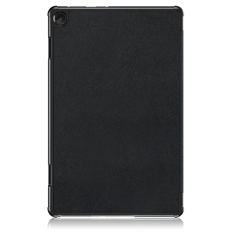 For Lenovo Tab M10 10.1 3rd Gen 3-folding Magnetic Buckle Custer Texture Leather Smart Tablet Case(Black) - Lenovo by buy2fix | Online Shopping UK | buy2fix