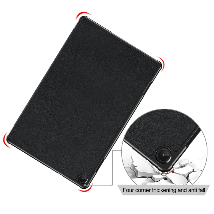 For Lenovo Tab M10 10.1 3rd Gen 3-folding Magnetic Buckle Custer Texture Leather Smart Tablet Case(Black) - Lenovo by buy2fix | Online Shopping UK | buy2fix