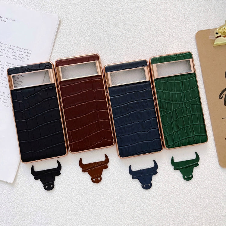 For Google Pixel 6 Crocodile Texture Genuine Leather Electroplating Phone Case(Dark Green) by buy2fix