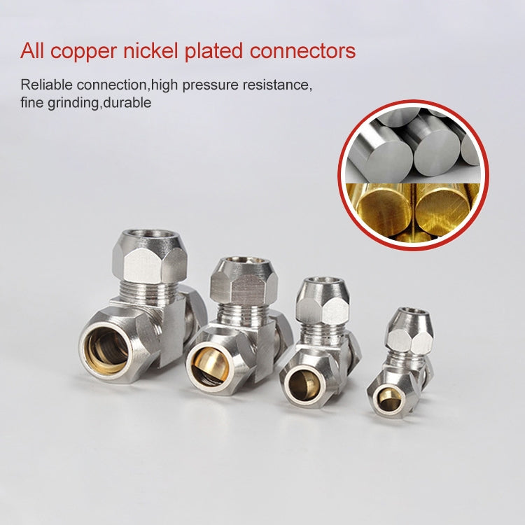 KT-PE-4 LAIZE Nickel Plated Copper T Type Tee Pneumatic Quick Fitting Copper Pipe Connector - Interface Series by LAIZE | Online Shopping UK | buy2fix