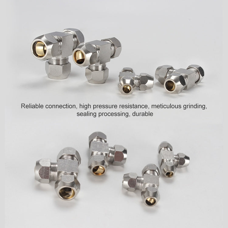 KT-PE-4 LAIZE Nickel Plated Copper T Type Tee Pneumatic Quick Fitting Copper Pipe Connector - Interface Series by LAIZE | Online Shopping UK | buy2fix