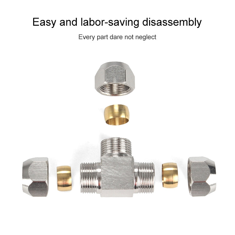 KT-PE-16 LAIZE Nickel Plated Copper T Type Tee Pneumatic Quick Fitting Copper Pipe Connector - Interface Series by LAIZE | Online Shopping UK | buy2fix