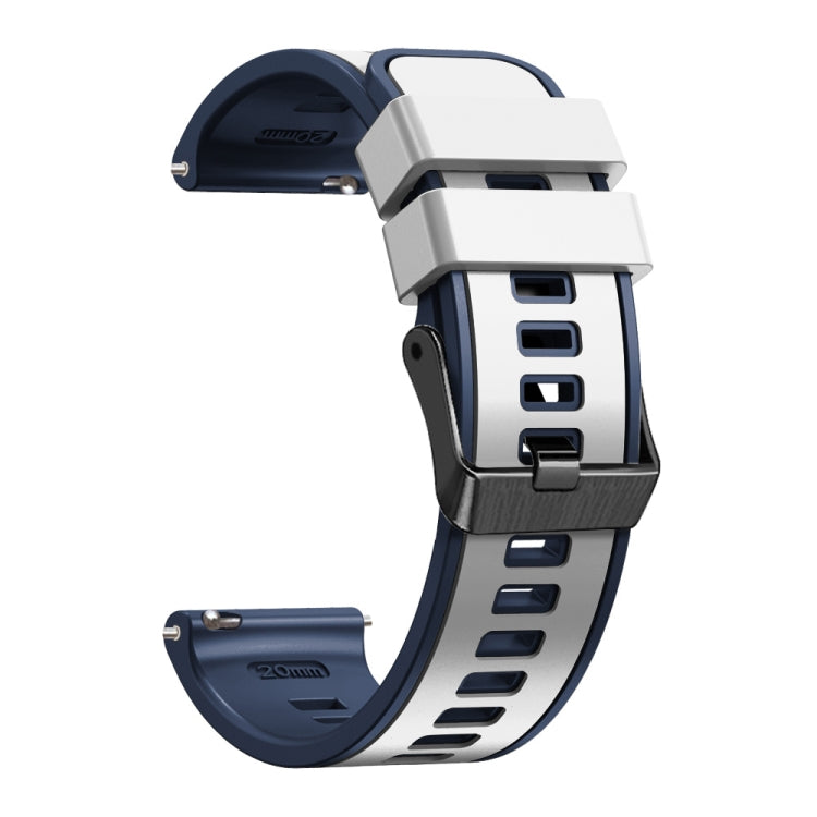 For Samsung Galaxy Watch 5 40mm / 44mm Plain Weave Two-color Silicone Watch Band(White Blue) - Watch Bands by buy2fix | Online Shopping UK | buy2fix