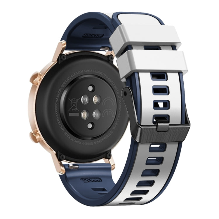 For Samsung Galaxy Watch 5 40mm / 44mm Plain Weave Two-color Silicone Watch Band(White Blue) - Watch Bands by buy2fix | Online Shopping UK | buy2fix