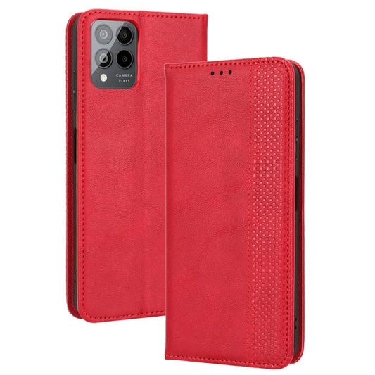 For T-Mobile REVVL 6 Pro 5G Magnetic Buckle Retro Texture Leather Phone Case(Red) by buy2fix