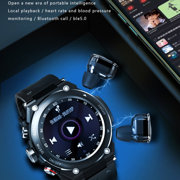 T92 1.28 inch IPS Touch Screen 2 in 1 Bluetooth Headset Smart Watch, Support Heart Rate Monitoring/Bluetooth Music(Silver) - Smart Watches by buy2fix | Online Shopping UK | buy2fix