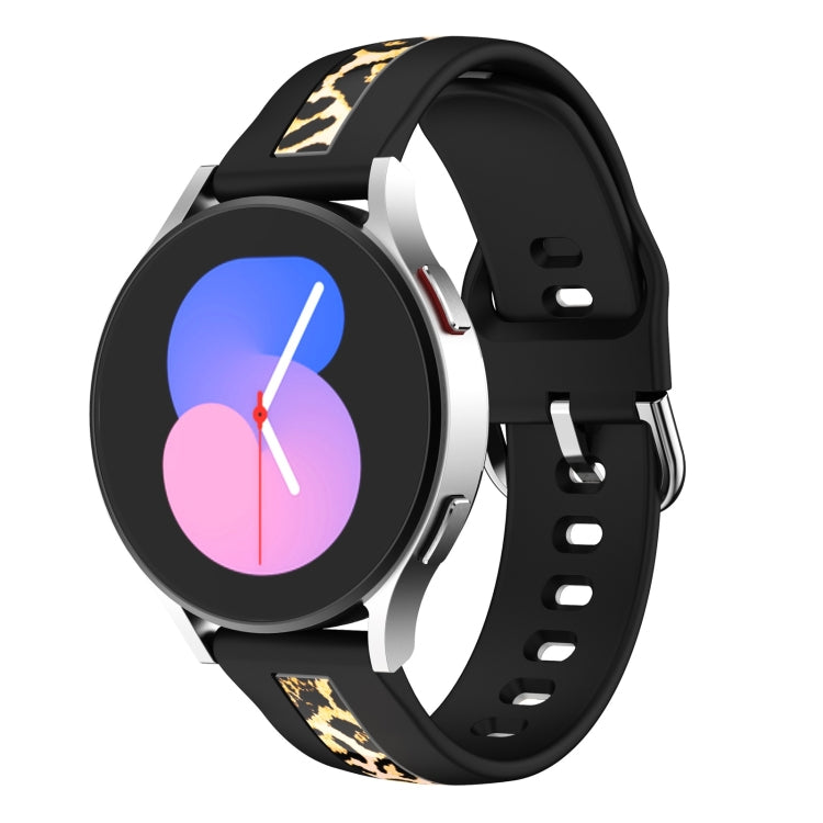 For Samsung Galaxy Watch 5 Pro 45mm Vertical Grain Printing Silicone Watch Band(Black Leopard Print) - Watch Bands by buy2fix | Online Shopping UK | buy2fix