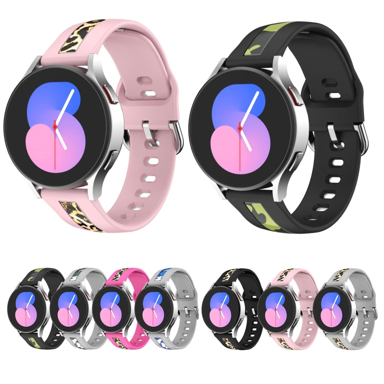For Samsung Galaxy Watch 5 Pro 45mm Vertical Grain Printing Silicone Watch Band(Black Leopard Print) - Watch Bands by buy2fix | Online Shopping UK | buy2fix