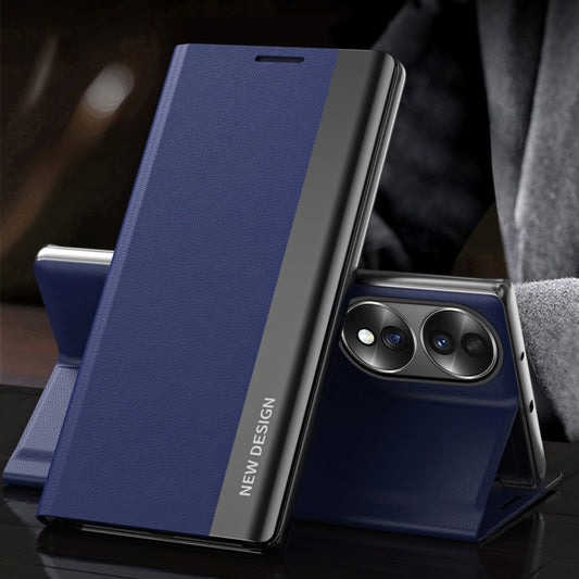 For Honor 70 Side Electroplated Magnetic Leather Phone Case(Royal Blue) by buy2fix