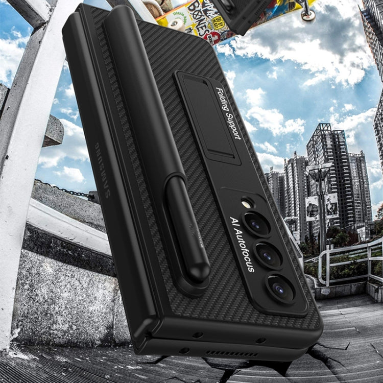 For Samsung Galaxy Z Fold4 GKK Ultra-thin Shockproof Leather Protective Case with Holder & Pen Slots(Silver) by GKK