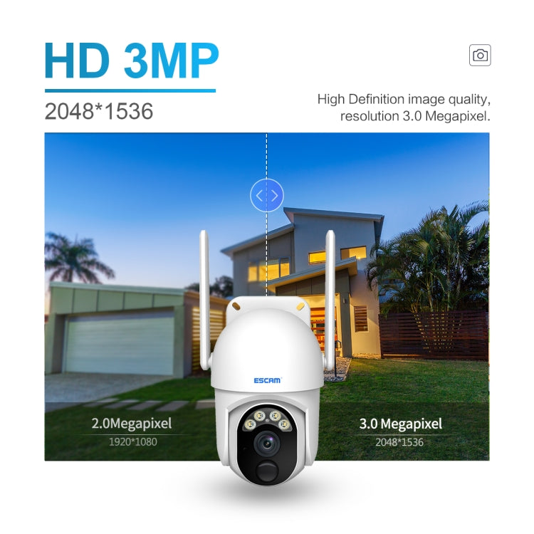 ESCAM QF103 3MP Cloud Storage PT WIFI PIR Alarm IP Camera with Solar Panel Battery Support Full Color Night Vision & Two Way Audio - Wireless Camera by ESCAM | Online Shopping UK | buy2fix
