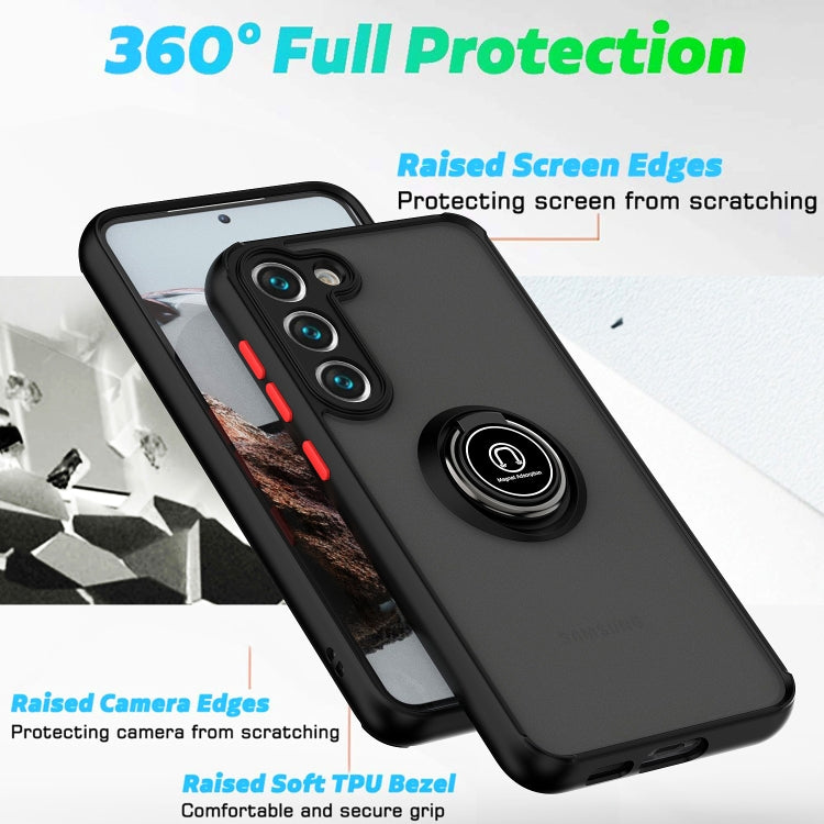 For Samsung Galaxy S23 5G Q Shadow I Ring Kickstand PC and TPU Hybrid Phone Case(Dark Green) - Galaxy S23 5G Cases by buy2fix | Online Shopping UK | buy2fix