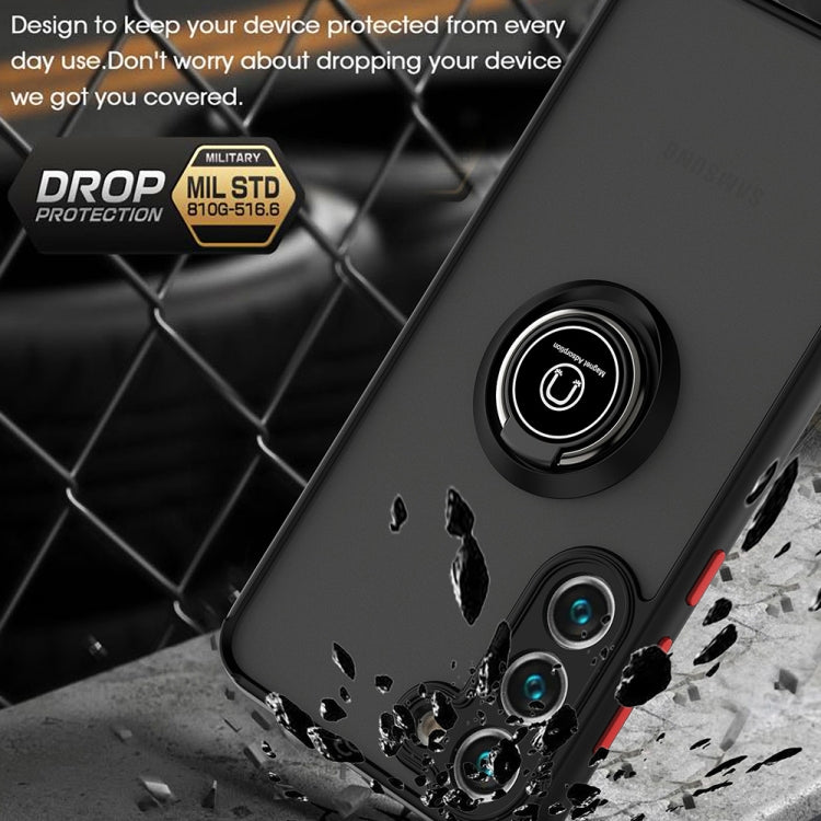 For Samsung Galaxy S23 5G Q Shadow I Ring Kickstand PC and TPU Hybrid Phone Case(Dark Green) by buy2fix