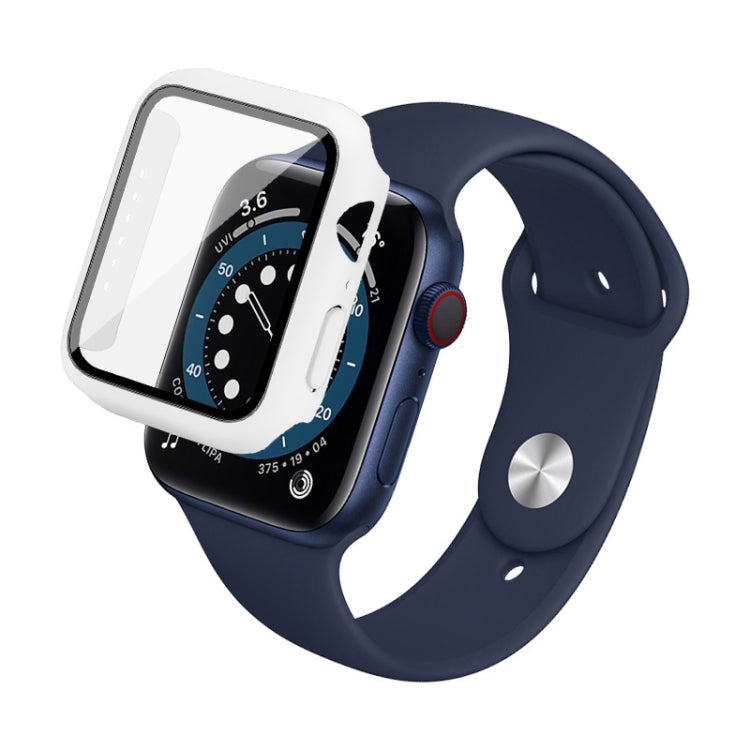 For Apple Watch Series 9 / 8 41mm imak PC Frame Case with Tempered Glass Film(White) - Watch Cases by imak | Online Shopping UK | buy2fix