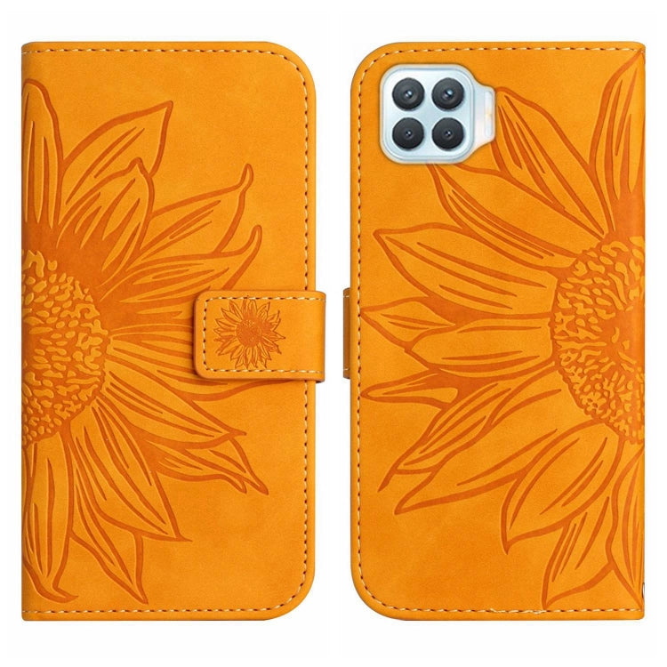 For OPPO A73 4G Skin Feel Sun Flower Pattern Flip Leather Phone Case with Lanyard(Yellow) - OPPO Cases by buy2fix | Online Shopping UK | buy2fix