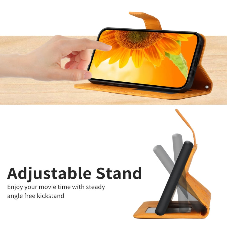For OPPO A73 4G Skin Feel Sun Flower Pattern Flip Leather Phone Case with Lanyard(Yellow) - OPPO Cases by buy2fix | Online Shopping UK | buy2fix
