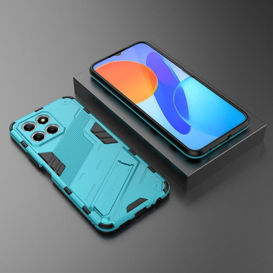 For Honor X8 5G Punk Armor PC + TPU Phone Case with Holder(Blue) by buy2fix