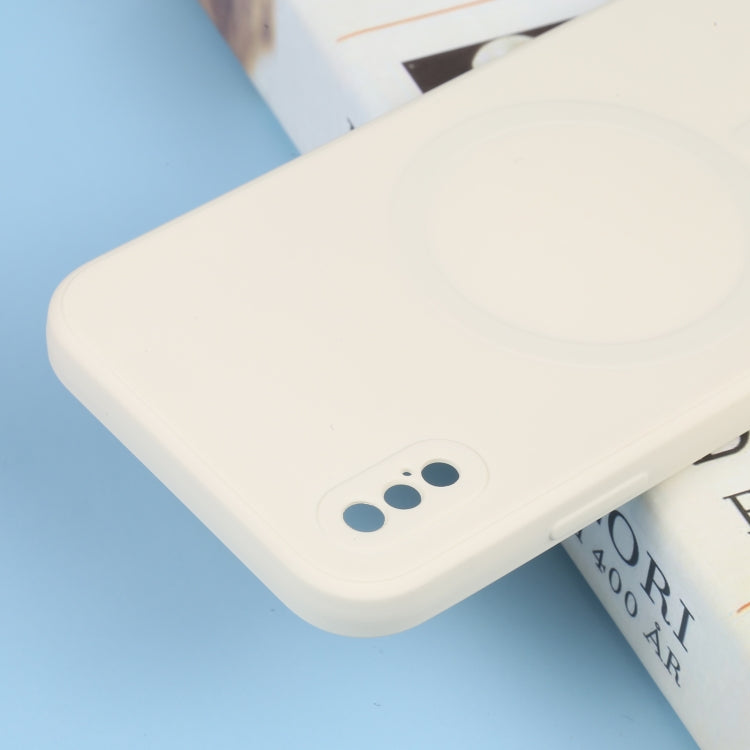 For iPhone XS Max Liquid Silicone Full Coverage Shockproof Magsafe Phone Case(White) by buy2fix