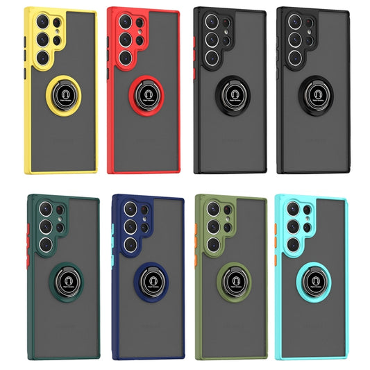 For Samsung Galaxy S23 Ultra 5G Q Shadow I Ring Holder PC and TPU Hybrid Phone Case(Royal Blue) by buy2fix