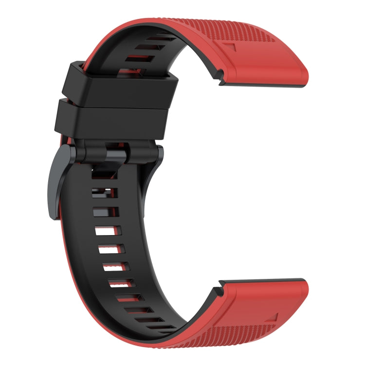 For Garmin Fenix 7 Two-color Silicone Watch Band(Red Black) - Watch Bands by buy2fix | Online Shopping UK | buy2fix