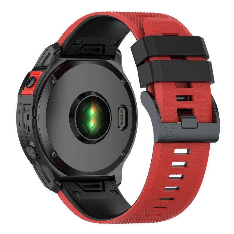 For Garmin Fenix 7 Two-color Silicone Watch Band(Red Black) - Watch Bands by buy2fix | Online Shopping UK | buy2fix