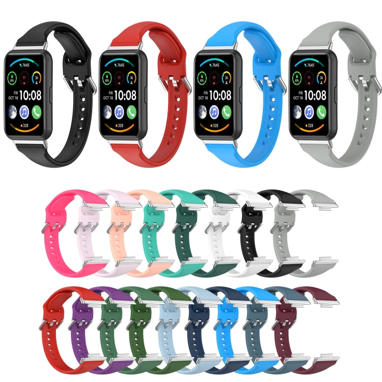 For Huawei Watch Fit 2 Small Waist Silicone Watch Band, Size:S(Rock Cyan) by buy2fix