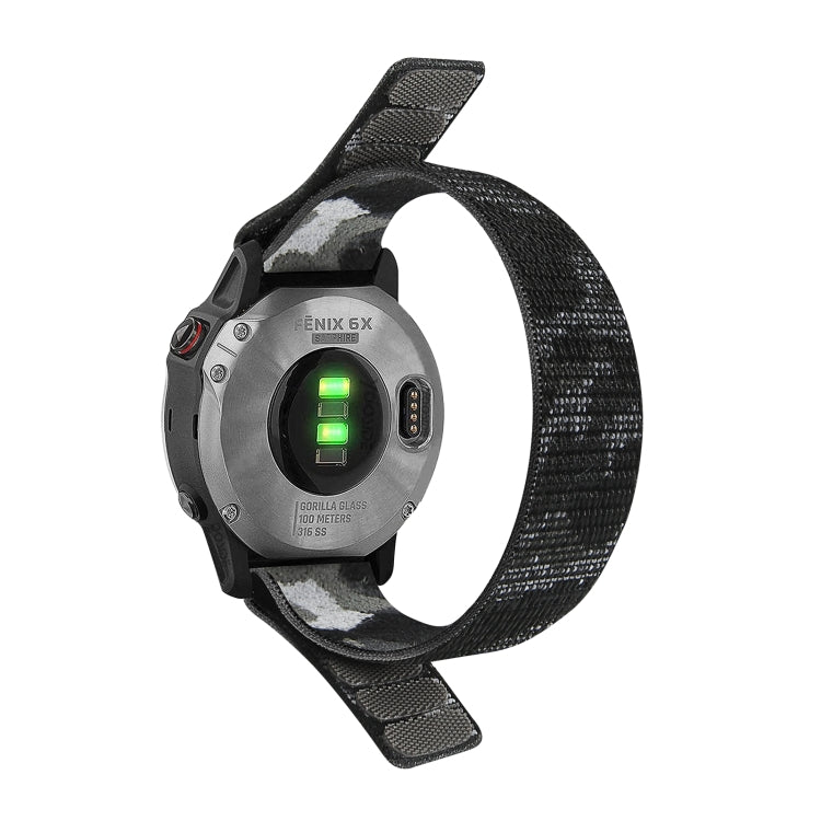 For Garmin Fenix 7 Hook And Loop Fastener Nylon Watch Band(Grey Camouflage) - Watch Bands by buy2fix | Online Shopping UK | buy2fix