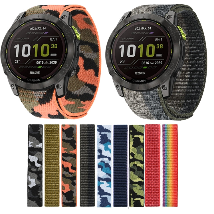 For Garmin Fenix 7 Hook And Loop Fastener Nylon Watch Band(Black Grey) - Watch Bands by buy2fix | Online Shopping UK | buy2fix