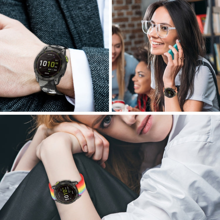 For Garmin Fenix 7 Hook And Loop Fastener Nylon Watch Band(Grey Camouflage) by buy2fix