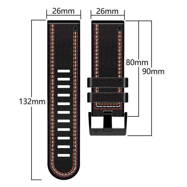 For Garmin Fenix 7X Tricolor Stitching Silicone Leather Watch Band(Brown) - Watch Bands by buy2fix | Online Shopping UK | buy2fix