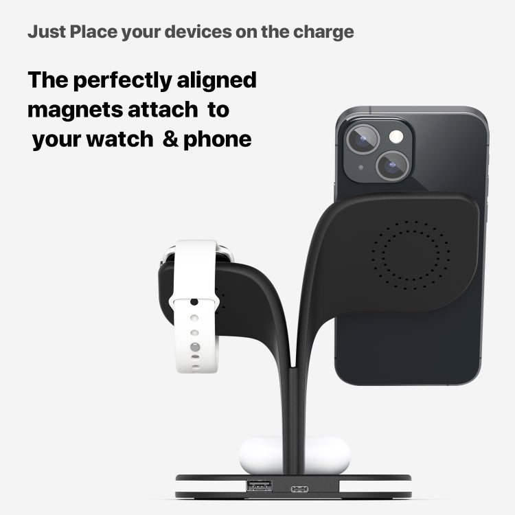 SoulBytes YM-UD22 15W 5 in 1 Magnetic Wireless Charger with Stand Function(Black) - Apple Accessories by Soulbytes | Online Shopping UK | buy2fix