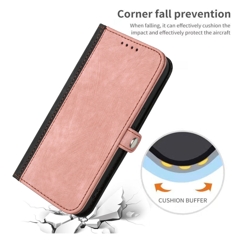 For Xiaomi Redmi 9A Side Buckle Double Fold Hand Strap Leather Phone Case(Pink) - Xiaomi Cases by buy2fix | Online Shopping UK | buy2fix