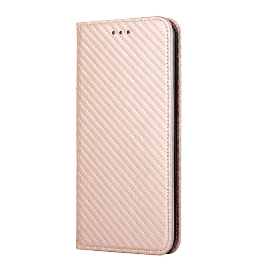 For Xiaomi 12T / 12T Pro / Redmi K50 Ultra Carbon Fiber Texture Magnetic Flip Leather Phone Case(Rose Gold) by buy2fix