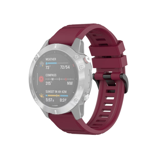 For Garmin Fenix 6 22mm Quick Release Official Texture Wrist Strap Watchband with Plastic Button(Wine Red) by buy2fix