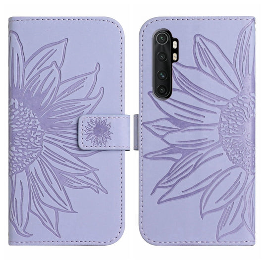 For Xiaomi Redmi Mi Note 10 Lite Skin Feel Sun Flower Pattern Flip Leather Phone Case with Lanyard(Purple) by buy2fix