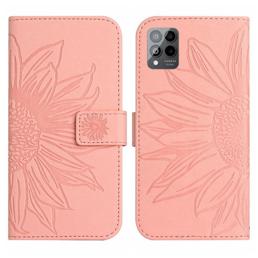 For T-Mobile Revvl 6 Pro 5G Skin Feel Sun Flower Pattern Flip Leather Phone Case with Lanyard(Pink) by buy2fix