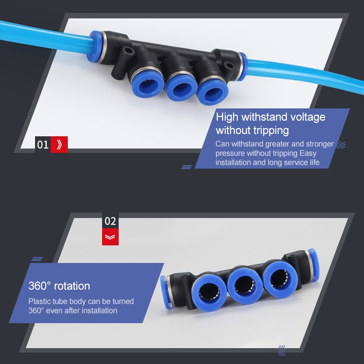 PK-8 LAIZE 10pcs Plastic Five Port Pneumatic Quick Fitting Connector by LAIZE