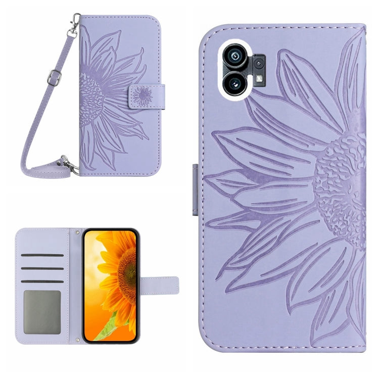 For Nothing Phone 1 Skin Feel Sun Flower Pattern Flip Leather Phone Case with Lanyard(Purple) - Nothing Cases by buy2fix | Online Shopping UK | buy2fix
