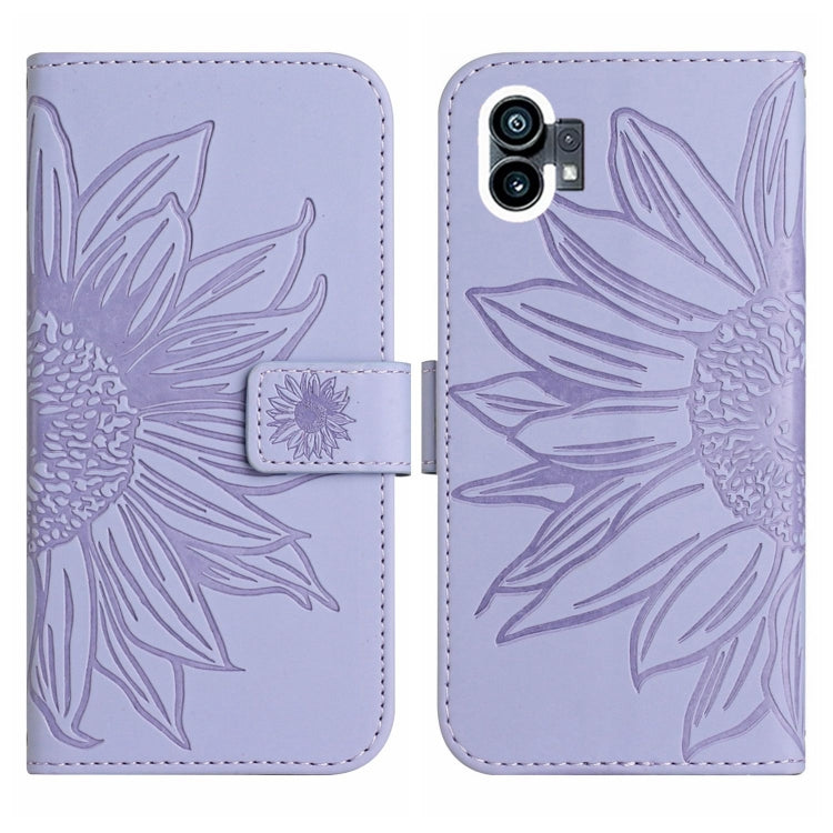 For Nothing Phone 1 Skin Feel Sun Flower Pattern Flip Leather Phone Case with Lanyard(Purple) - Nothing Cases by buy2fix | Online Shopping UK | buy2fix