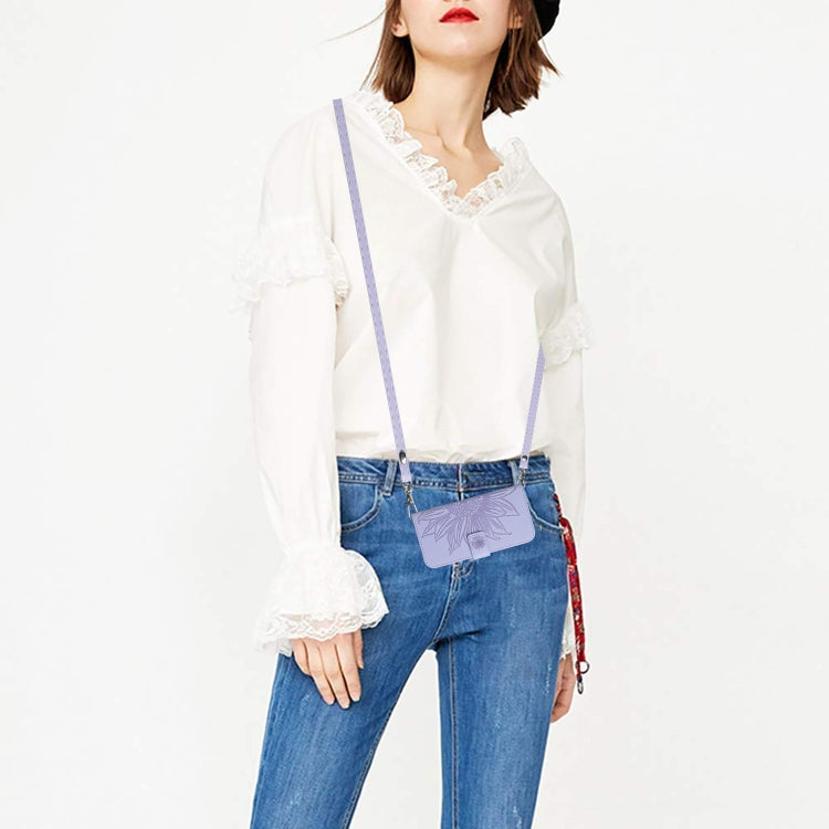 For Nothing Phone 1 Skin Feel Sun Flower Pattern Flip Leather Phone Case with Lanyard(Purple) - Nothing Cases by buy2fix | Online Shopping UK | buy2fix