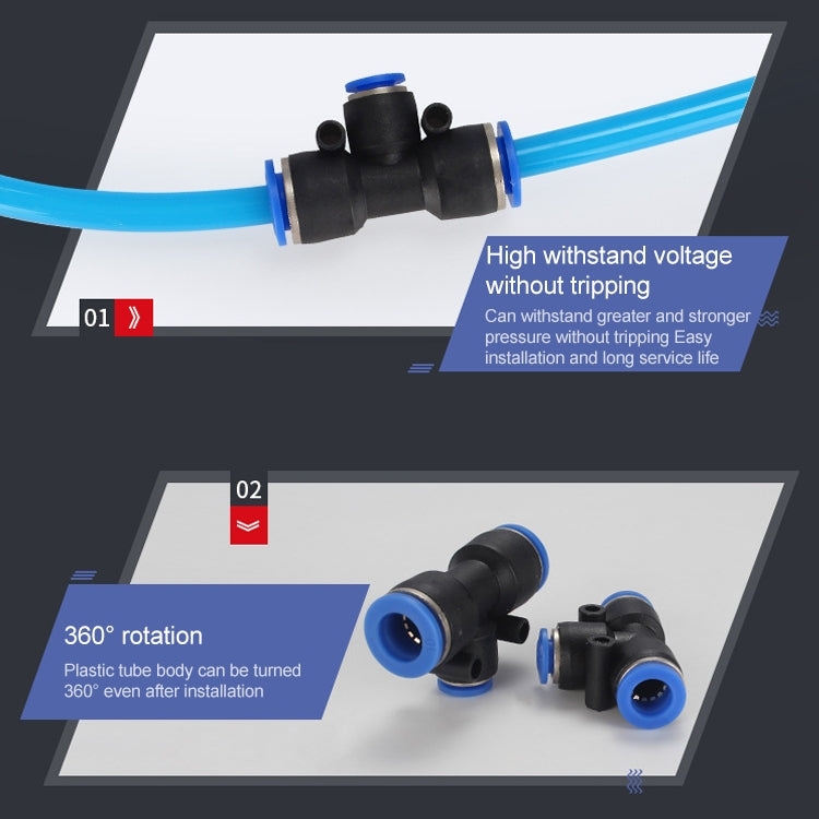 PEG8-4 LAIZE 10pcs Plastic Y-type Tee Reducing Pneumatic Quick Fitting Connector by LAIZE