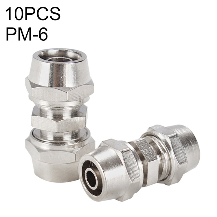 PM-6 LAIZE 2pcsNickel Plated Copper Straight Pneumatic Quick Connector - Interface Series by LAIZE | Online Shopping UK | buy2fix