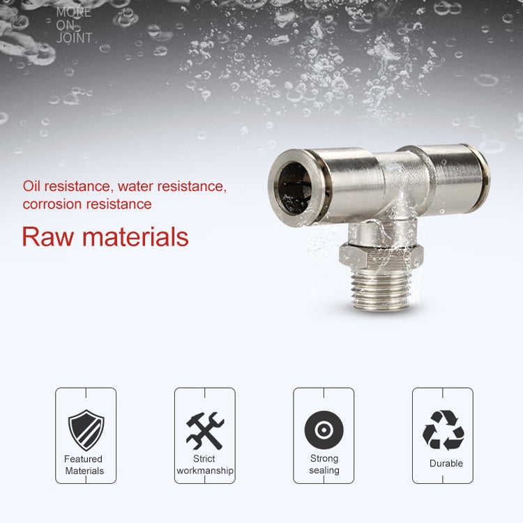 PB6-04 LAIZE Nickel Plated Copper Male Tee Branch Pneumatic Quick Connector - Interface Series by LAIZE | Online Shopping UK | buy2fix