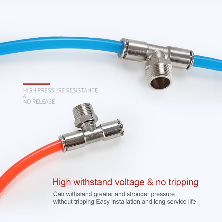 PB6-04 LAIZE Nickel Plated Copper Male Tee Branch Pneumatic Quick Connector - Interface Series by LAIZE | Online Shopping UK | buy2fix